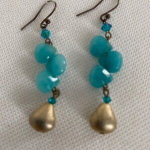 EARRINGS OF TURQUOISE WITH GOLD TONE DROP